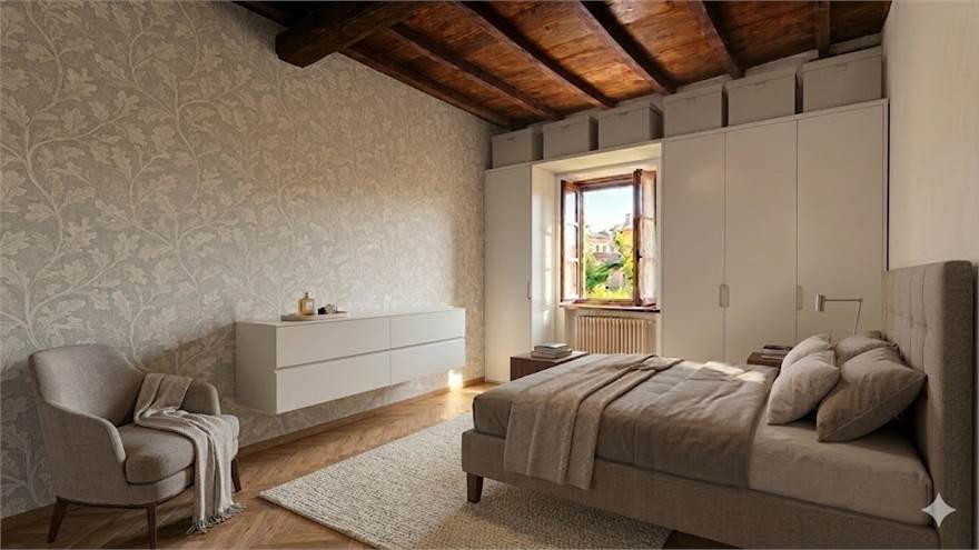 camera 2 vuota con parquet arredata